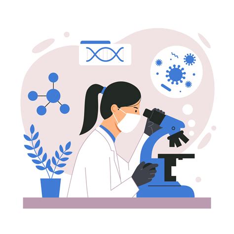 Female Scientist Looking Through A Microscope In A Laboratory Doing