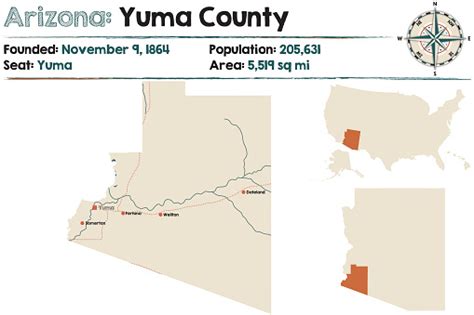 Große Und Detaillierte Karte Von Yuma County In Arizona Stock Vektor