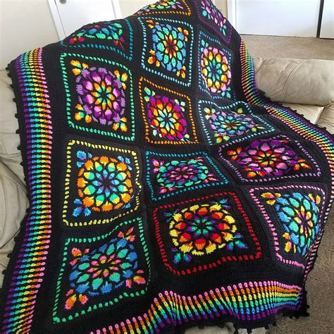 Stained Glass Flowers Blanket Crochet Easy Patterns