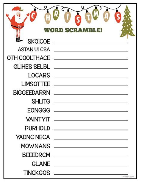 These super cute, free printable, christmas worksheets are so much fun? Christmas Worksheet: Word Scramble! - landeelu.com