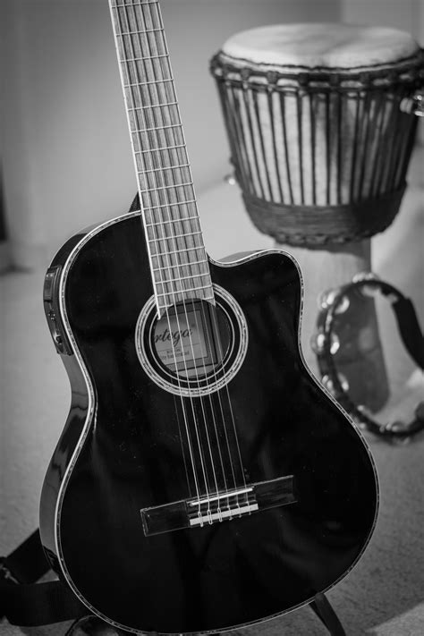 Free Images Black And White Acoustic Guitar Band Drum Musical
