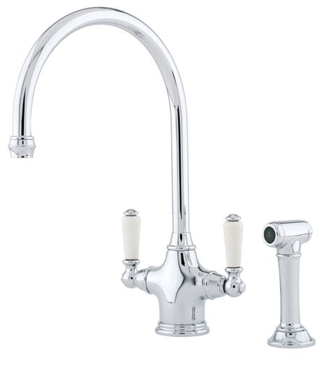 Tap Traditional Dual Lever Monobloc Separate Pull Out Spray Perrin