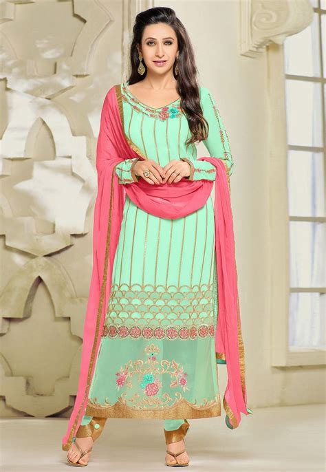 Karishma Kapoor In Sea Green Bollywood Dress Bollywood Suits Dress Collection