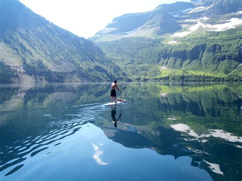 Standup Paddle Boarding At Cameron Lake Waterton National Park Ab