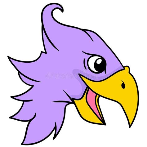 A Smiling Eagle Head With A Sharp Purple Beak Doodle Icon Drawing