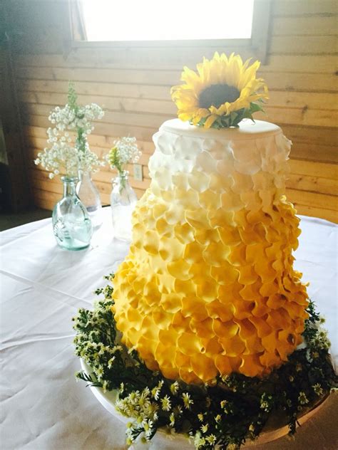 Sunflower Yellow Ombré Wedding Cake By Diana Burton Roland Wedding