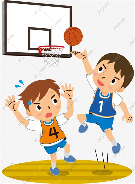 Hand Drawn Cartoon Teenager Playing Basketball Childrens Day Motion