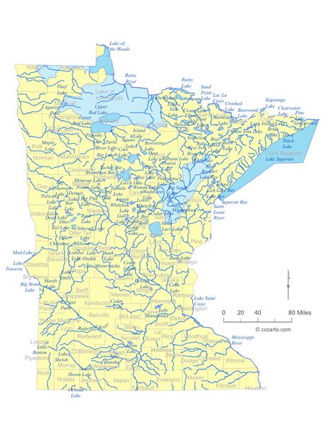 Minnesota Map With Lakes And Rivers Interactive Map