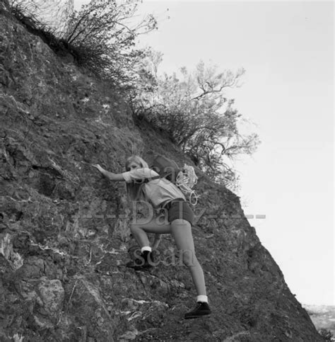 1960s Negative Sexy Blonde Pinup Girl Linda Vroom Rock Climbing T906815
