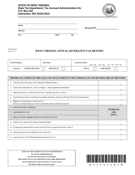 Form Wvsev 401 Download Printable Pdf Or Fill Online West Virginia