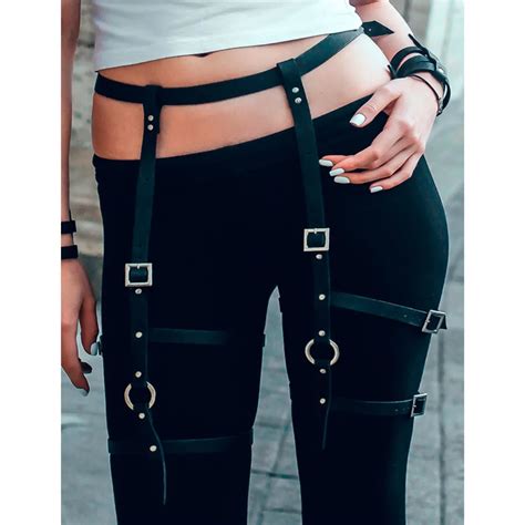 leather harness body bondage thigh loop harness waist belt straps garter belt garter belt
