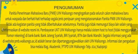 Pengumuman Hasil Seleksi Um Ptkin Uin Walisongo 2021