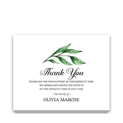 Customized Funeral Thank You Cards Watercolor Greenery