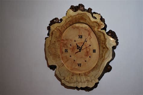 Wood Maple Burl Clock Handmade Natural Edge Maple Burl Clock More