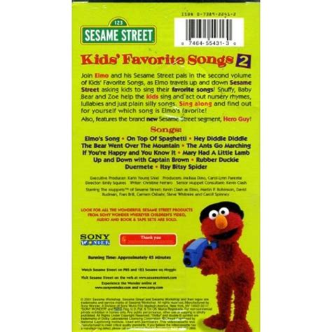 Sesame Street Kids Favorite Songs 2 2001 Dvdgallery My Scratchpad