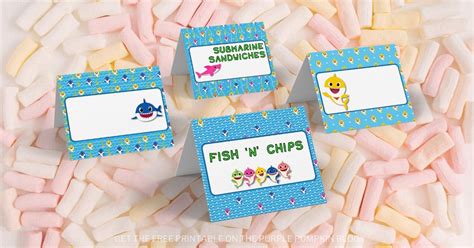 Baby Shark Food Labels Printable Party Food Tags Instant Etsy Gambaran