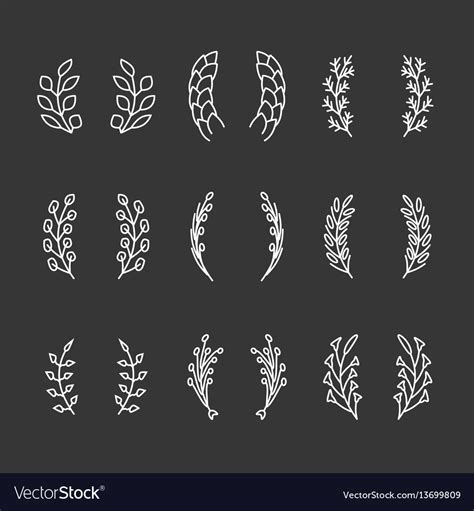 Laurel Wreaths Thin Line Icons Royalty Free Vector Image