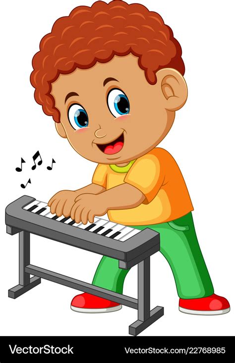 Happy Little Boy Playing Piano Royalty Free Vector Image