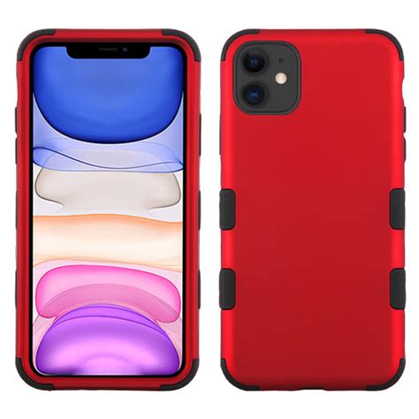 Apple Iphone 11 Case Titanium Red Black Tuff Hybrid Case Cover
