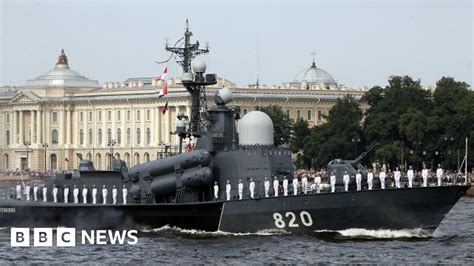 Warships And Submarines On Display In Russias Navy Day Parade Bbc News