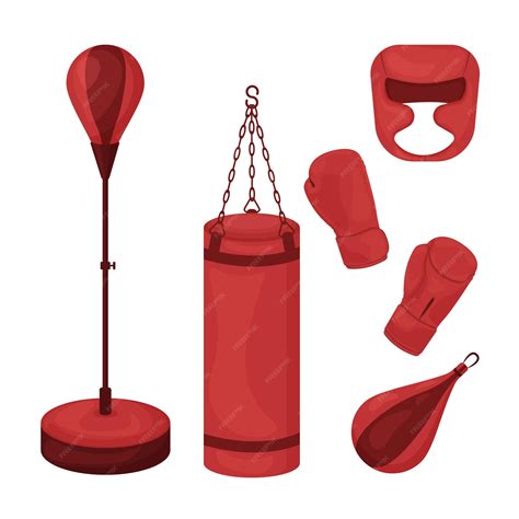 Premium Vector A Boxing Set Consisting Of A Punching Bag Gloves For