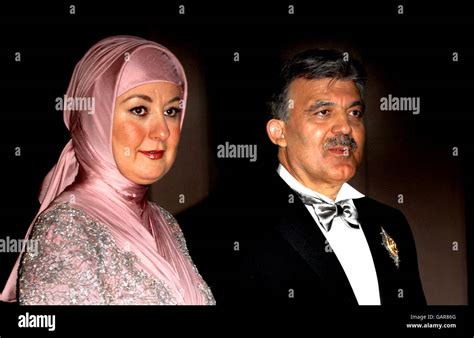 President Abdullah Gul Right And Wife Hayrunnisa Gul Left Wait To
