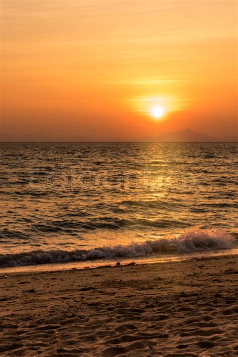 Sunset On The Beach Vertical Style Stock Image Colourbox