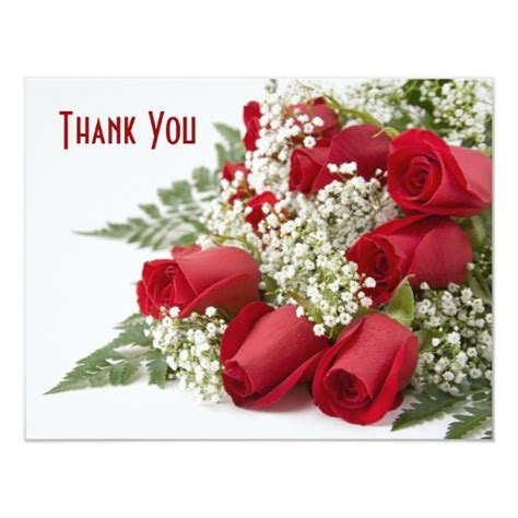 Red Rose Bouquet Thank You Card Zazzle