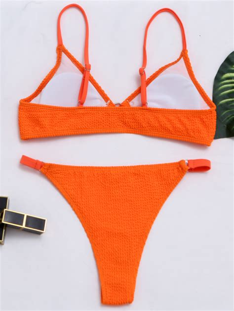 Hot Sale Stock 3colors With Pad Ring Details Sexi Lady Textured Bikini