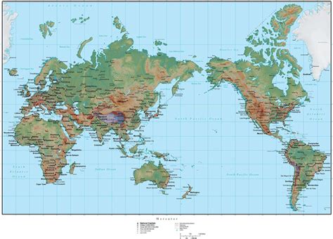 World Map Plus Terrain Asia Centered Robinson Projection Mc Asi 952919