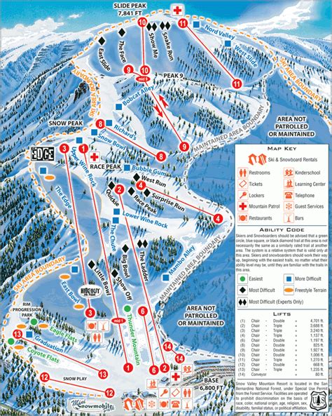 Snow Valley Trail Map Piste Map Panoramic Mountain Map