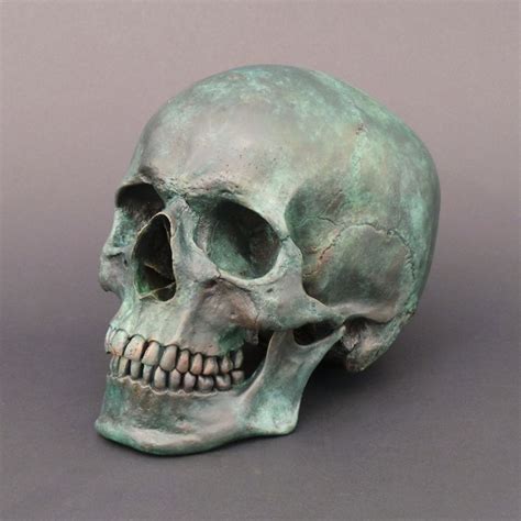 Human Skull Patinated Bronze