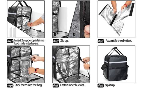 Trunab Insulated Food Delivery Backpack With Side Support Boards And Removable Inner Dividers