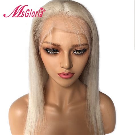 Buy Msgloria 60 Platinum Blonde Silky Straight Lace Front Human Hair Wigs