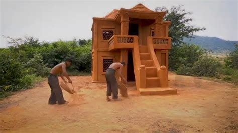 Building A Modern Mud House Construction Tile Roof By Traditional Tools