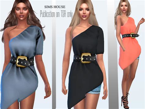 Womens Tunic With A Belt With Rivets By Sims House From Tsr • Sims 4