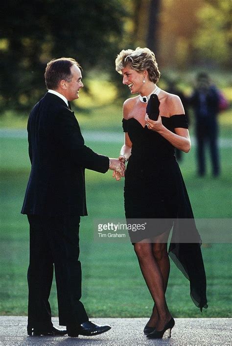 Princess Diana Wearing A Short Black Dress Designed By Christina Stambolian For A Gala At The