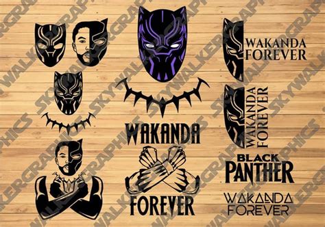 Black Panther Svg Pack 10 Designs Svg Png Vector File Etsy Black