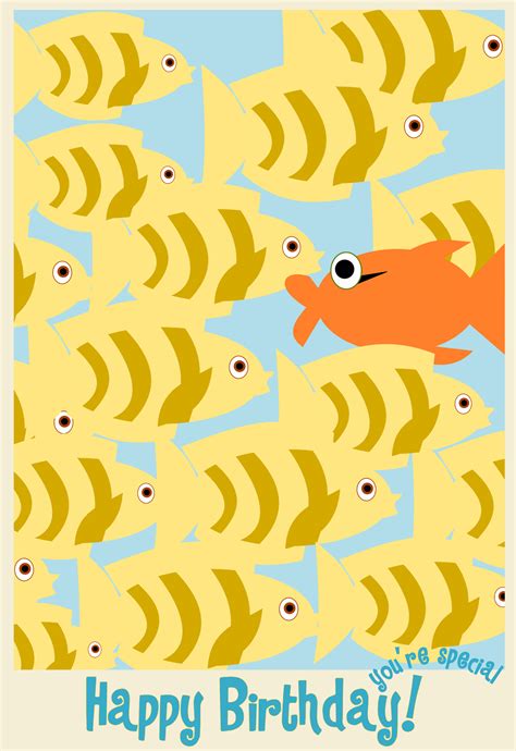 Printable birthday cards by canva. free printable happy birthday card with fishes ...