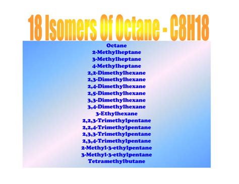18 Isomers Of Octane C8h18 Pdf