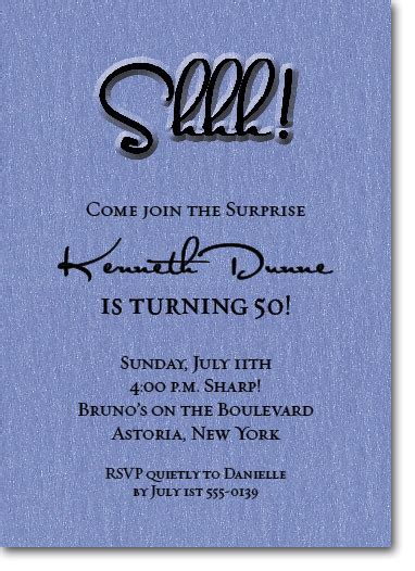 Shimmery Blue Shhh Surprise Party Invitations