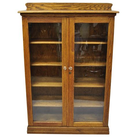Antique Oak Bookcase With Glass Doors House Elements Design