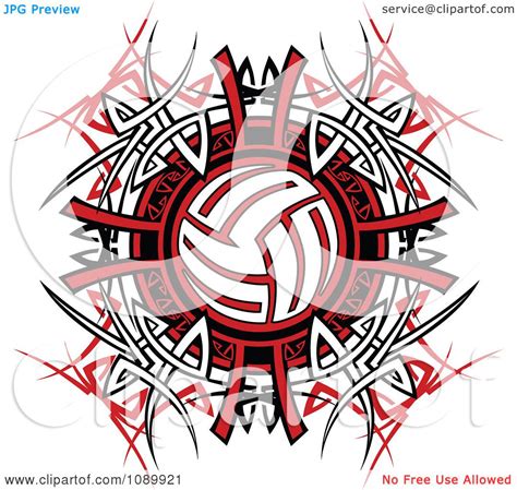 Clipart Volleyball Over Tribal Designs Royalty Free Vector