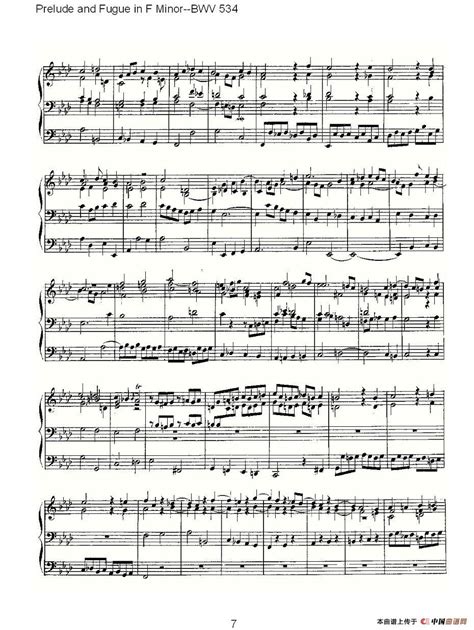 Prelude And Fugue In F Minor Bwv 534 （管风琴谱）器乐乐谱中国曲谱网