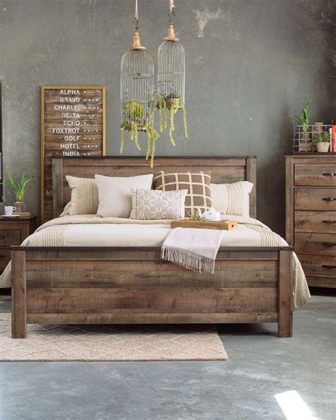 See more ideas about rustic house, rustic bedroom furniture sets, rustic bedroom. Four-Piece Rustic Farmhouse Bedroom Set in Brown ...