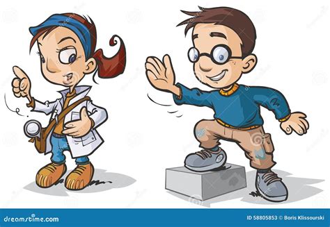 Smart Children Cartoon Characters Stock Vector Illustration Of Smart