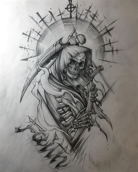 Grim Reaper Tattoo Outline Stencils Best Tattoo Ideas Kulturaupice
