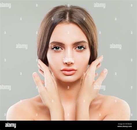 Young Healthy Woman With Clear Skin Manicured Hands Perfect Female