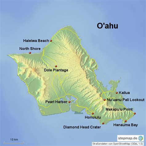 Stepmap Oahu Hawaii Landkarte Für Usa
