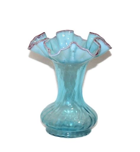 Antique Jefferson Glass Light Blue Opalescent Glass Vase With Etsy